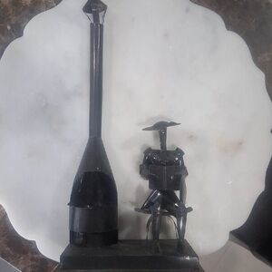 Don Quijote De La Mancha, Black Metal Sculpture with Figure  metal ashtray